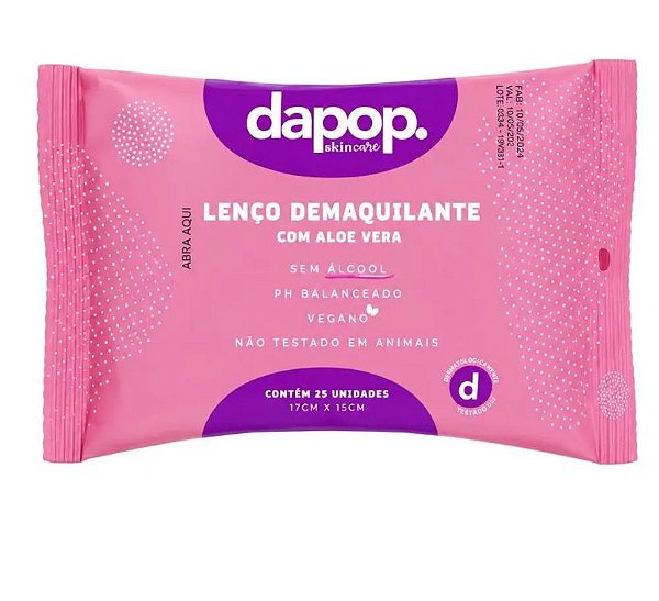 LENÇO DEMAQUILANTE COM ALOE VERA - DAPOP
