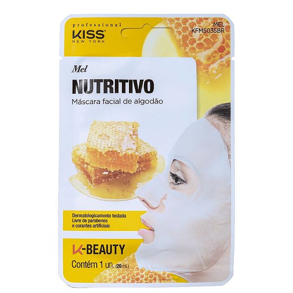 MÁSCARA FACIAL DE ALGODÃO MEL NUTRITIVO KISS NY