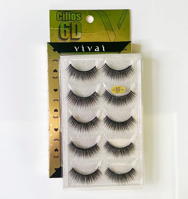 Cílios Postiços 6D 07 - 5 Pares - VIVAI