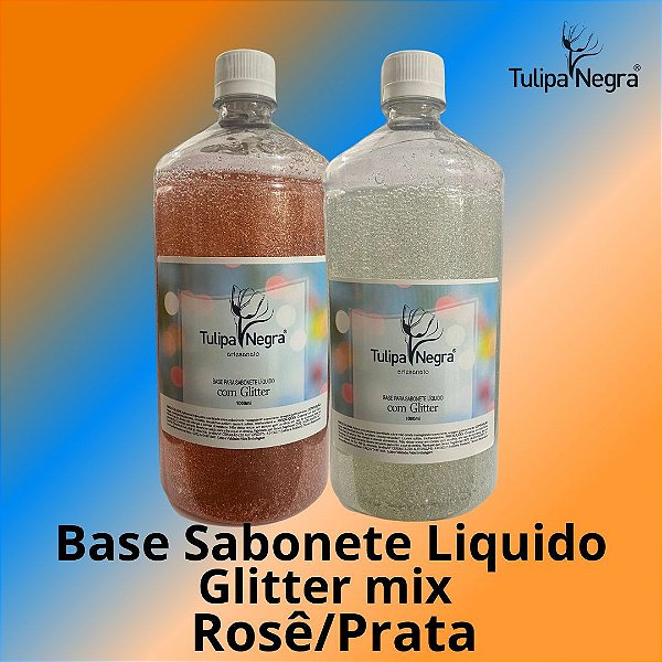 Kit 2 Base para Sabonete Liq. com Glitter Rosê e Prata
