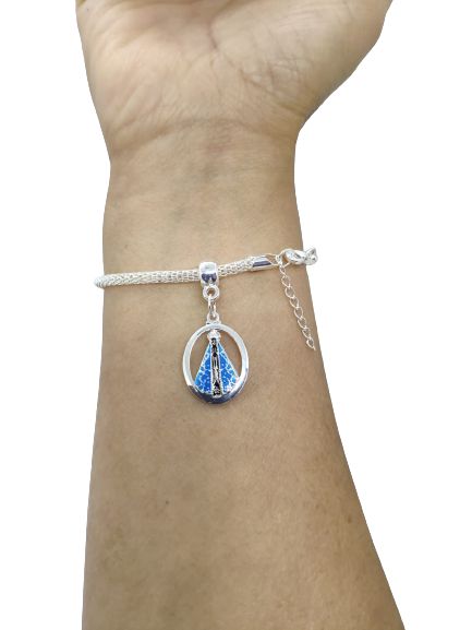 Pulseira Nossa Senhora Aparecida - Azul e Prateada