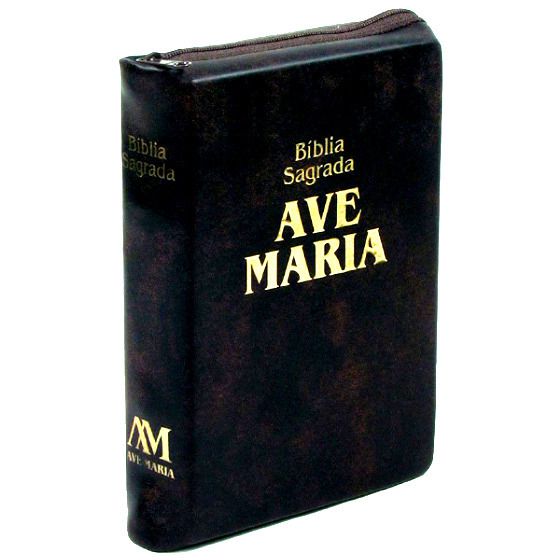 Bíblia Ave Maria com Zíper - Preta
