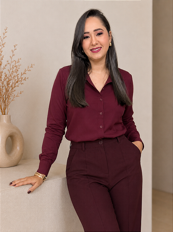 CAMISA FEMININA BLENDA MARSALA