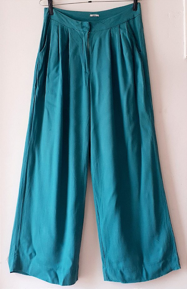 calça pantalona verde