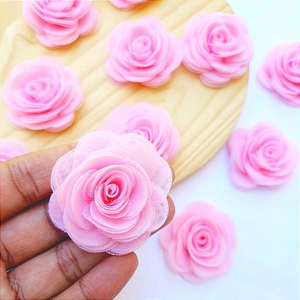 FLOR  ENCANTO VOAL  4.5CM  COR-ROSA BB   2 UNID