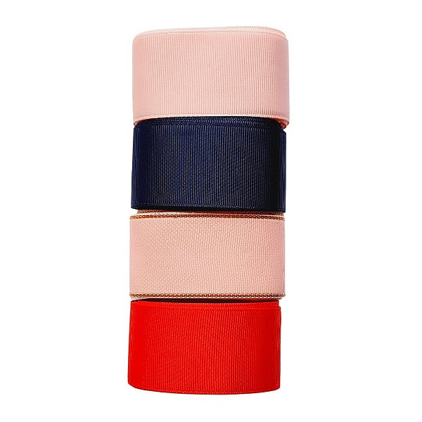 KIT YAMA FITA  MISTA,LISA E DECORATIVA  4 CORES MISTAS (38MM) - 2 METROS DE CADA COR