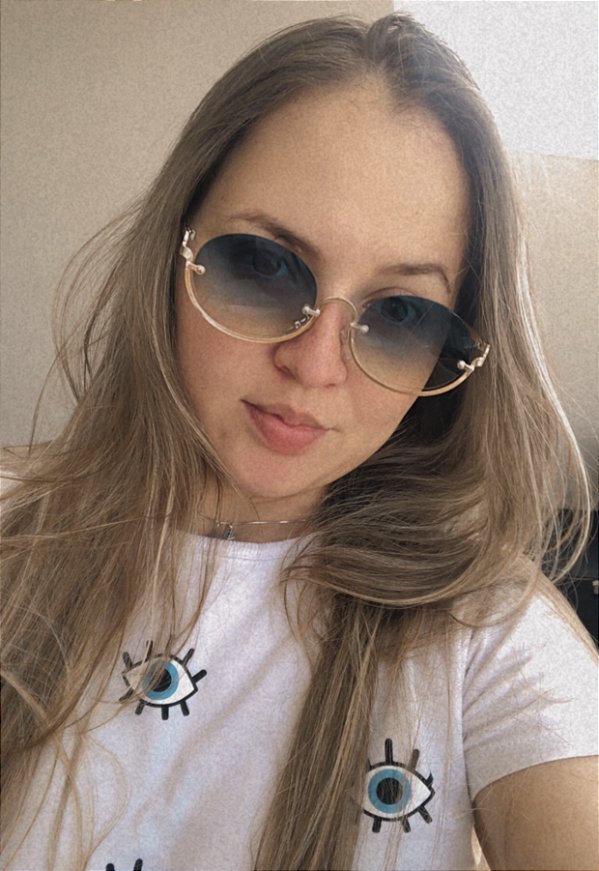 Óculos de sol Luna Metal Dourado e lente Azul