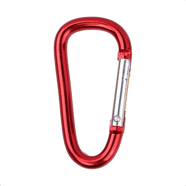 Mosquetão de Aluminio Para Camping Chaveiro Vermelho 70mm
