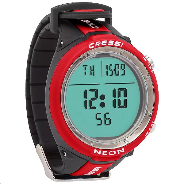 Computador de Mergulho Cressi Neon Relogio Vermelho Caça Sub