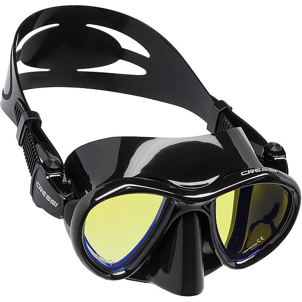 Máscara de Mergulho Cressi Metis HD Preto e Amarelo Pesca