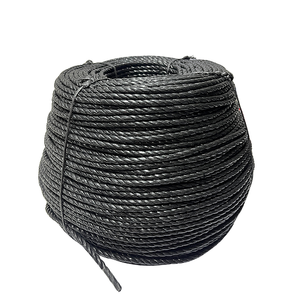 Corda Torcida de Polipropileno Preta 6mm P/ Pesca Embarcação