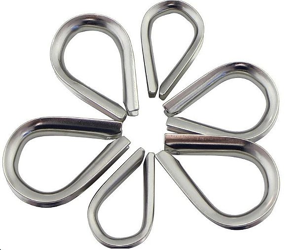 Kit 5 Sapatilha Anilha 8 Mm Aço Inox Para Cabo De Aço Corda