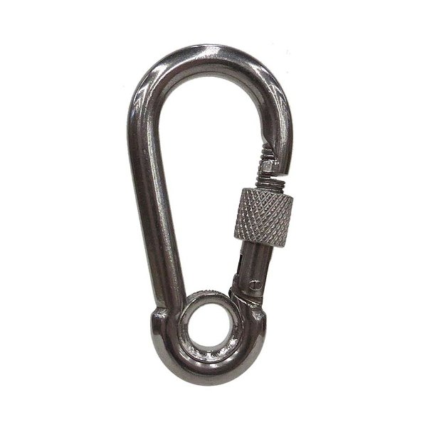 Mosquetão Em Aço Inox 9 Mm Trava Rosca Carga Max 120Kg
