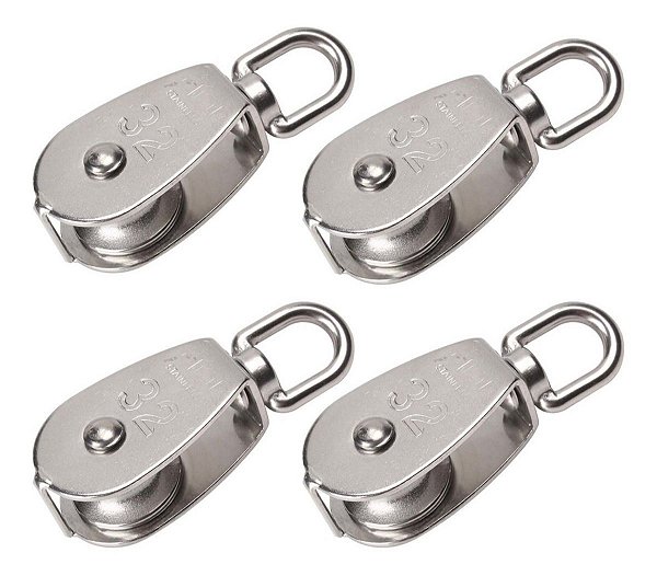 Kit 4 Polia Roldana Moitão M32 Aço Inox Rede Pesca Espinhel