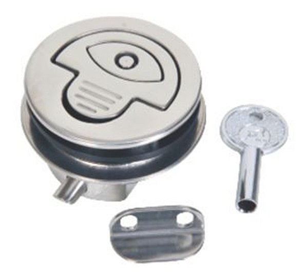 Puxador Redondo Em Aço Inox E Pvc Com Chave Para Armários