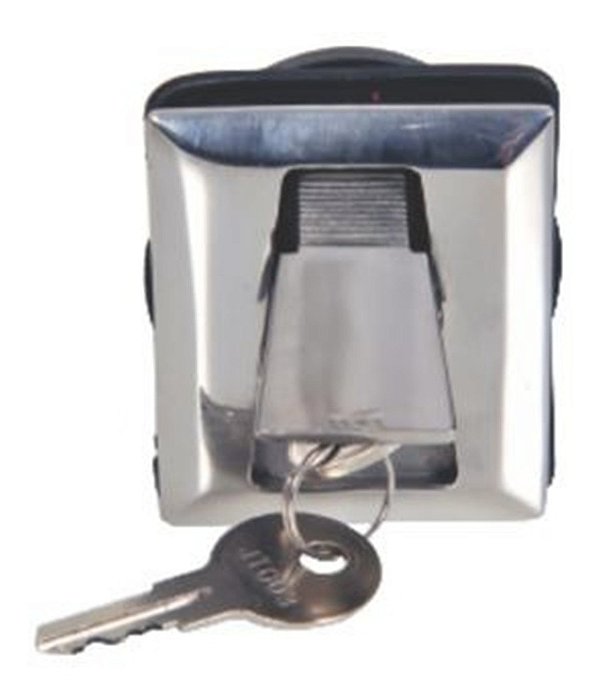 Puxador Quadrado Fechadura Com Chave Em Aço Inox Luxo