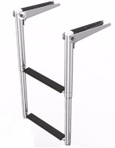 Escada Em Aço Inox Telescópica 2 Degraus Para Lancha Barcos