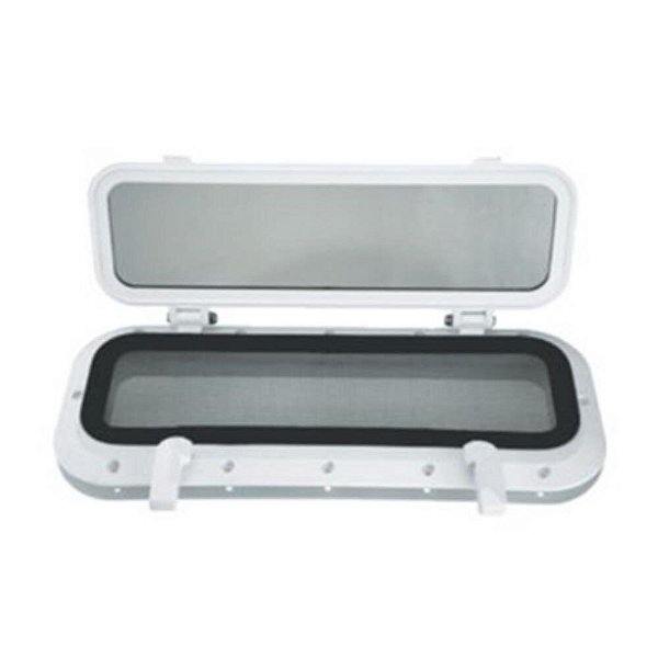 Gaiuta Vigia Escotilha Náutica Retangular Tela 4X14 Pol Fumê