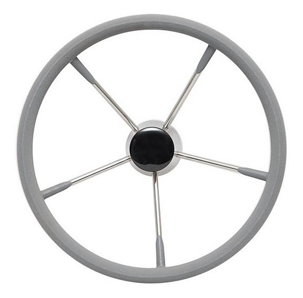 Volante Náutico Anti Choque 394Mm Em Aço Inox Veleiro Barco