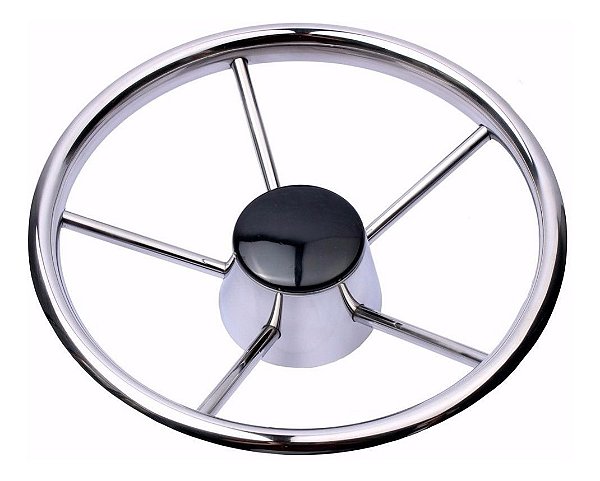 Volante Náutico Em Aço Inox 5 Raios Para Lancha Fishing