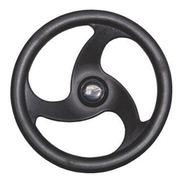 Volante Náutico 3 Raios 28 Cm Preto Universal Lancha Barco