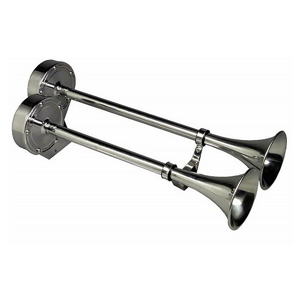 Buzina Marítima 2 Corneta Em Aço Inox 12 Volts Para Lanchas