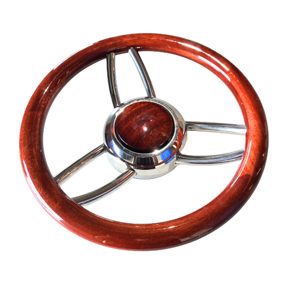 Volante Náutico Madeira E Inox Lancha Focker Azimut Phantom