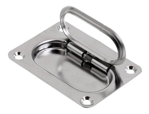 Puxador Retrátil Em Aço Inox Retangular Armário Porta Lancha