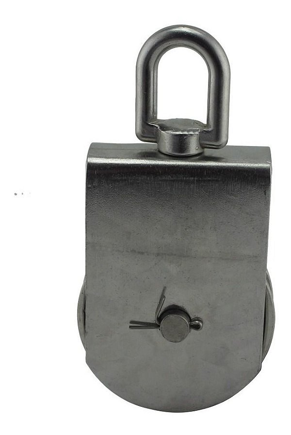 Polia Roldana Moitão Plano Em Aço Inox 75 Mm Rede Espinhel