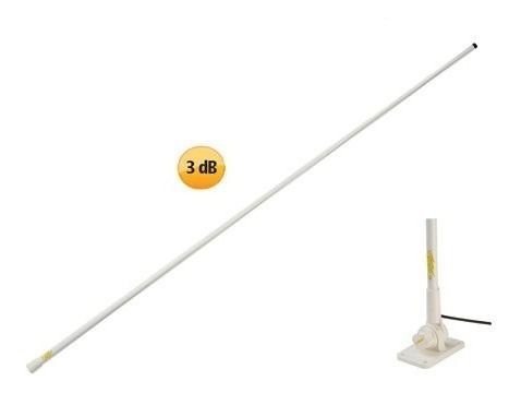 Antena Vhf Marítima Supergain 3Dbs 1,4 Metros Para Rádio Vhf