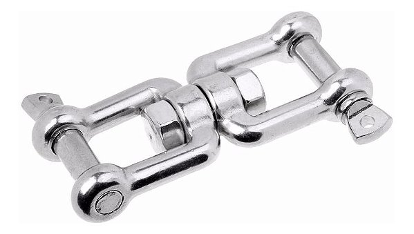 Manilha Tornel Dupla Em Aço Inox Reta 8Mm Com Destorcedor