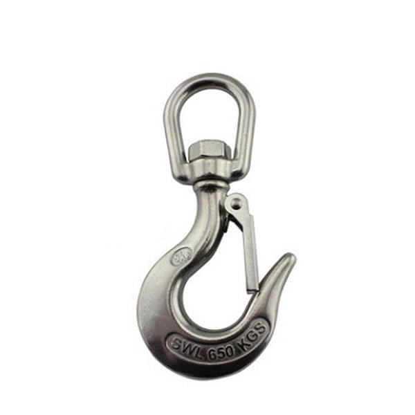 Gancho Com Olhal Em Aço Inox Com Destorcedor 6Mm Cabo De Aço