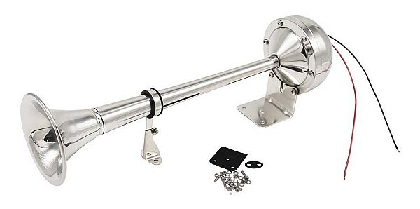 Buzina Marítima 1 Corneta Em Aço Inox 12 Volts Para Lanchas