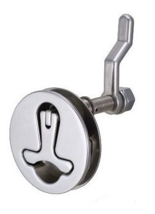 Fechadura Giratório E Puxador Em Aço Inox Lancha Motorhome