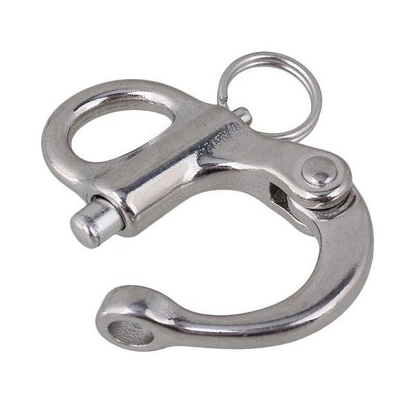 Mosquetão Manilha Orça Em Aço Inox Fixa 66 Mm Com Trava