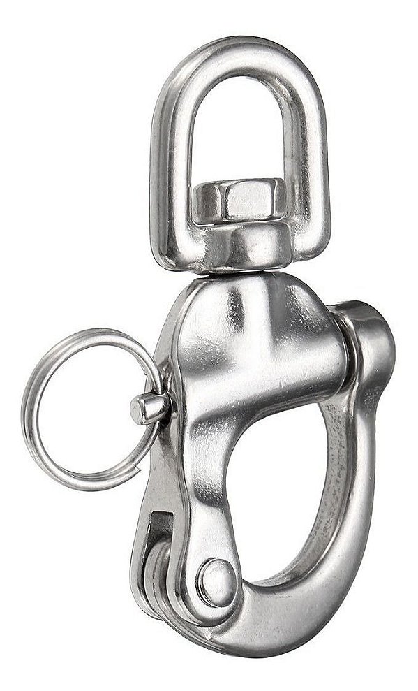 Mosquetão Manilha Orça Em Aço Inox 128 Mm Trava De Segurança