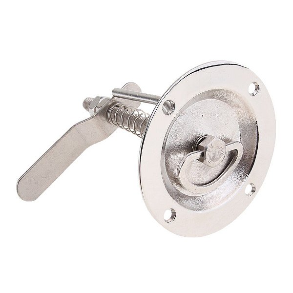 Fechadura Puxador Giratório Em Aço Inox Redondo Lancha Barco