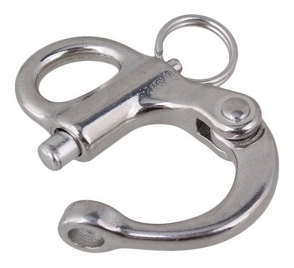 Mosquetão Manilha Orça Em Aço Inox Fixa 52 Mm Com Trava