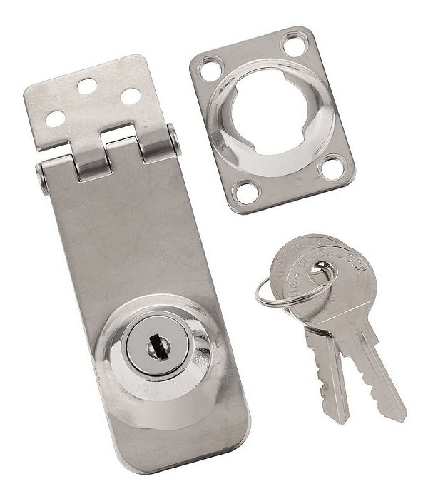 Fechadura E Trinco Fecho Com Chave Em Aço Inox Polido Lancha