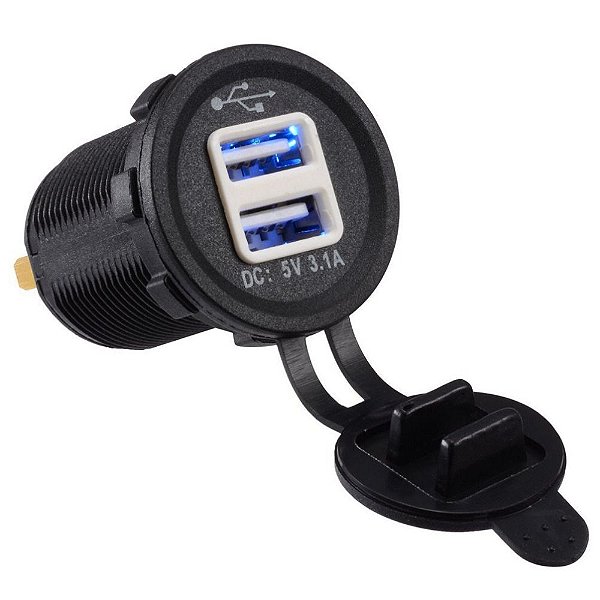 Usb Tomada Carregador Veicular Turbo Em Led 12V Barco Lancha
