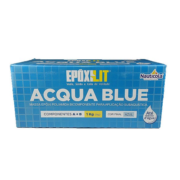 Massa Epoxi Azul Piscina Naval Subaquática Cola Bi A + B 1Kg