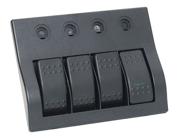 Painel Elétrico De Instrumentos 4 Botões Em Led Lancha Barco Motorhome