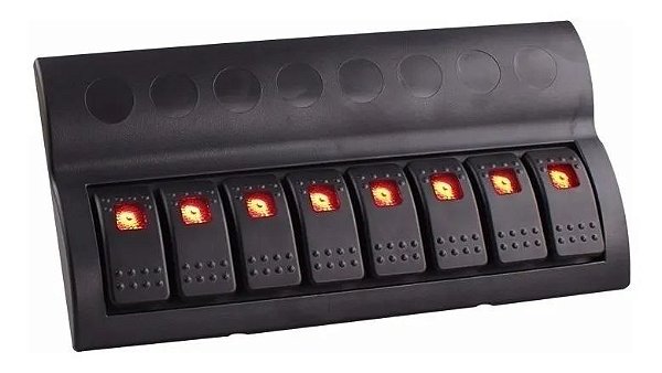 Painel Elétrico De Instrumento 8 Botões Náutico Com Leds