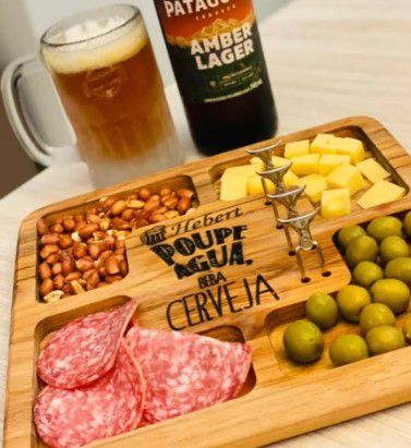 Petisqueira Personalizada Cedro Cantinho do Churras + kit Garfos