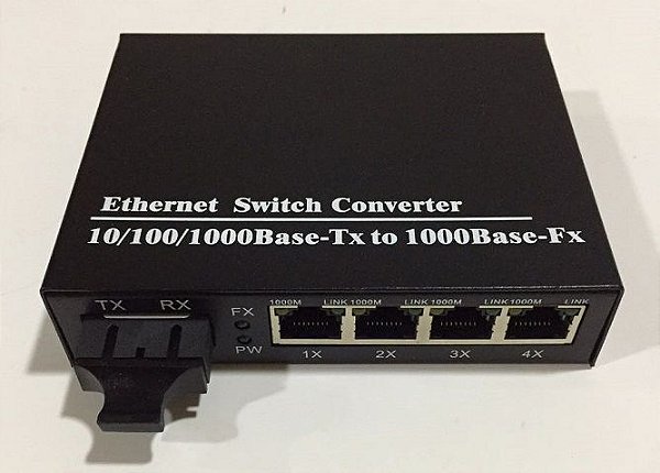 Conversor de Mídia 20km 4 10/100/1000M HL-2214S-20 Dual Fiber SM
