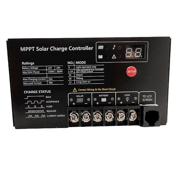 Controlador Solar MPPT 10A  12V/24V SR-MT2410N10