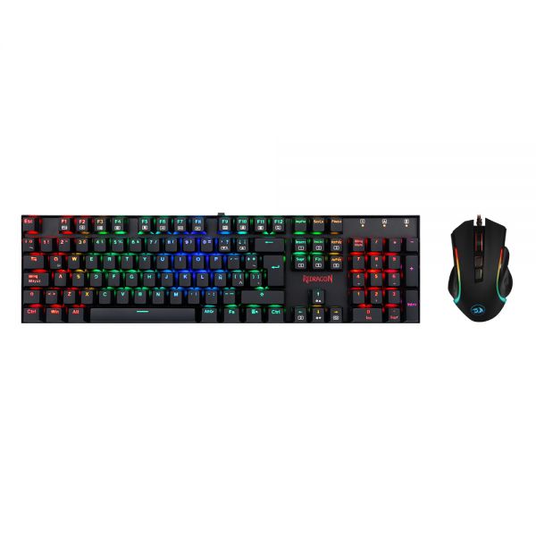 Kit Teclado + Mouse Gamer Redragon Essencial K551 Usb Rgb - Preto (Espanhol)