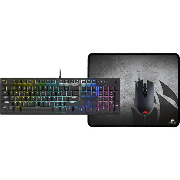 Kit Gamer Teclado Corsair K60 Rgb Pro + Mouse Corsair Harpoon Rgb Pro + Mousepad Corsair Mm300 - Preto (Inglês)