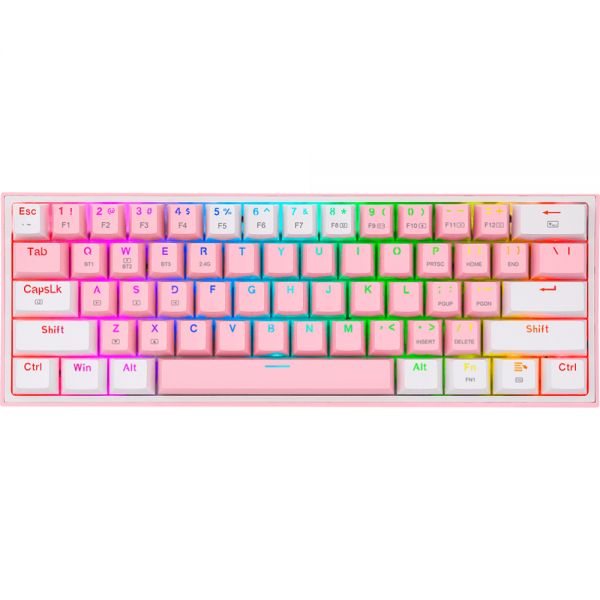 Teclado Gamer Sem Fio Redragon Fizz Pro K616-Rgb Usb - Rosa/Branco (Inglês)