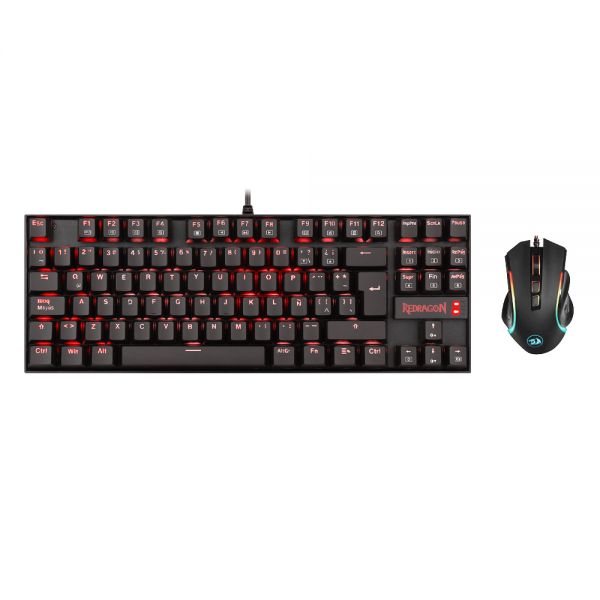Kit Teclado + Mouse Gamer Redragon Essencial K552 Usb Rgb - Preto (Espanhol)